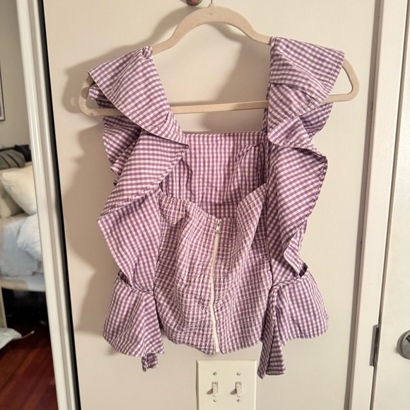 PETERSYN Lavender Gingham Plaid Purple Tate Top - Picture 9 of 11